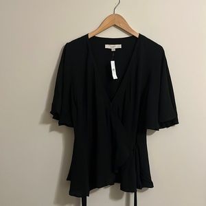 Loft Wrap Top - Black - Size Medium